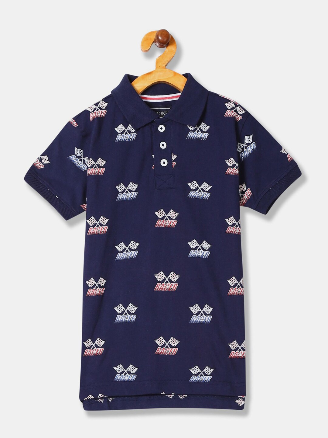 

V-Mart Boys Typography Printed Polo Collar Cotton T-shirt, Blue