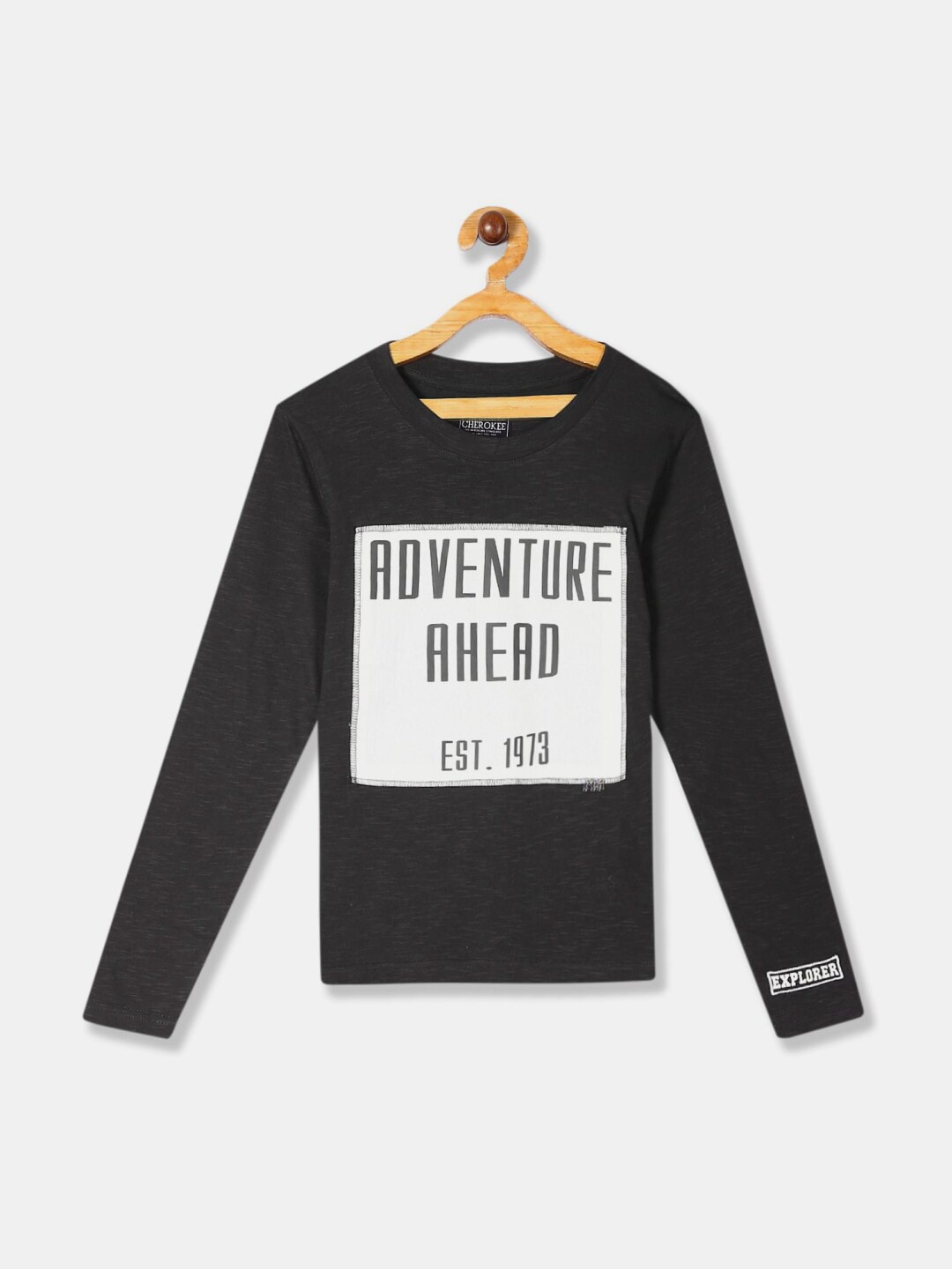 

V-Mart Boys Typography Printed Long Sleeve Cotton T-shirt, Charcoal