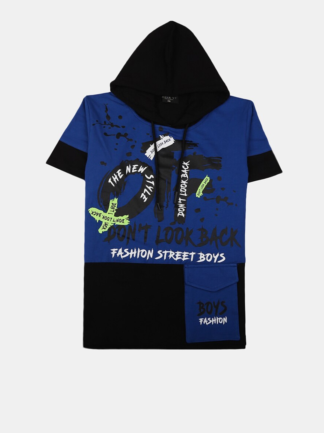 

V-Mart Boys Typography Printed Hooded Cotton T-shirt, Blue