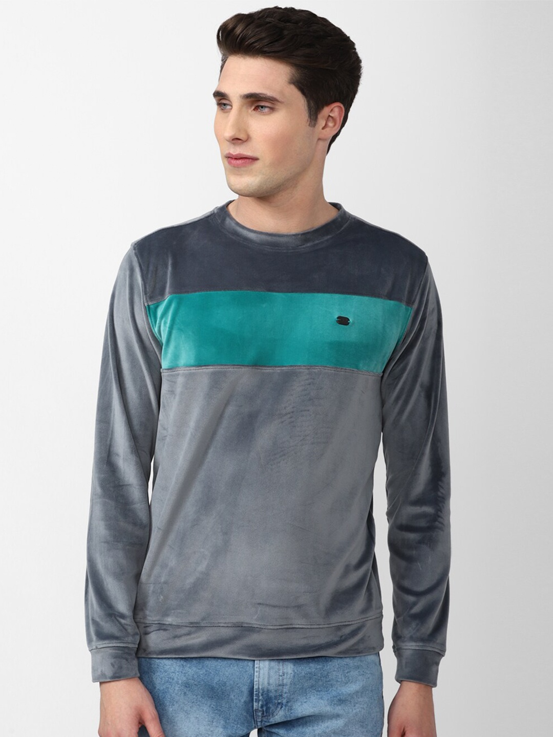 

Peter England Casuals Colourblocked Sweatshirt, Grey