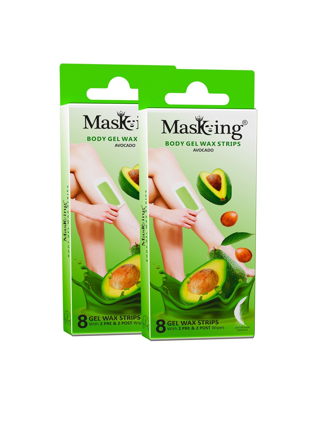 

MasKing Set Of 2 Avocado Body Gel Pre & Post Waxing Wipe, Green