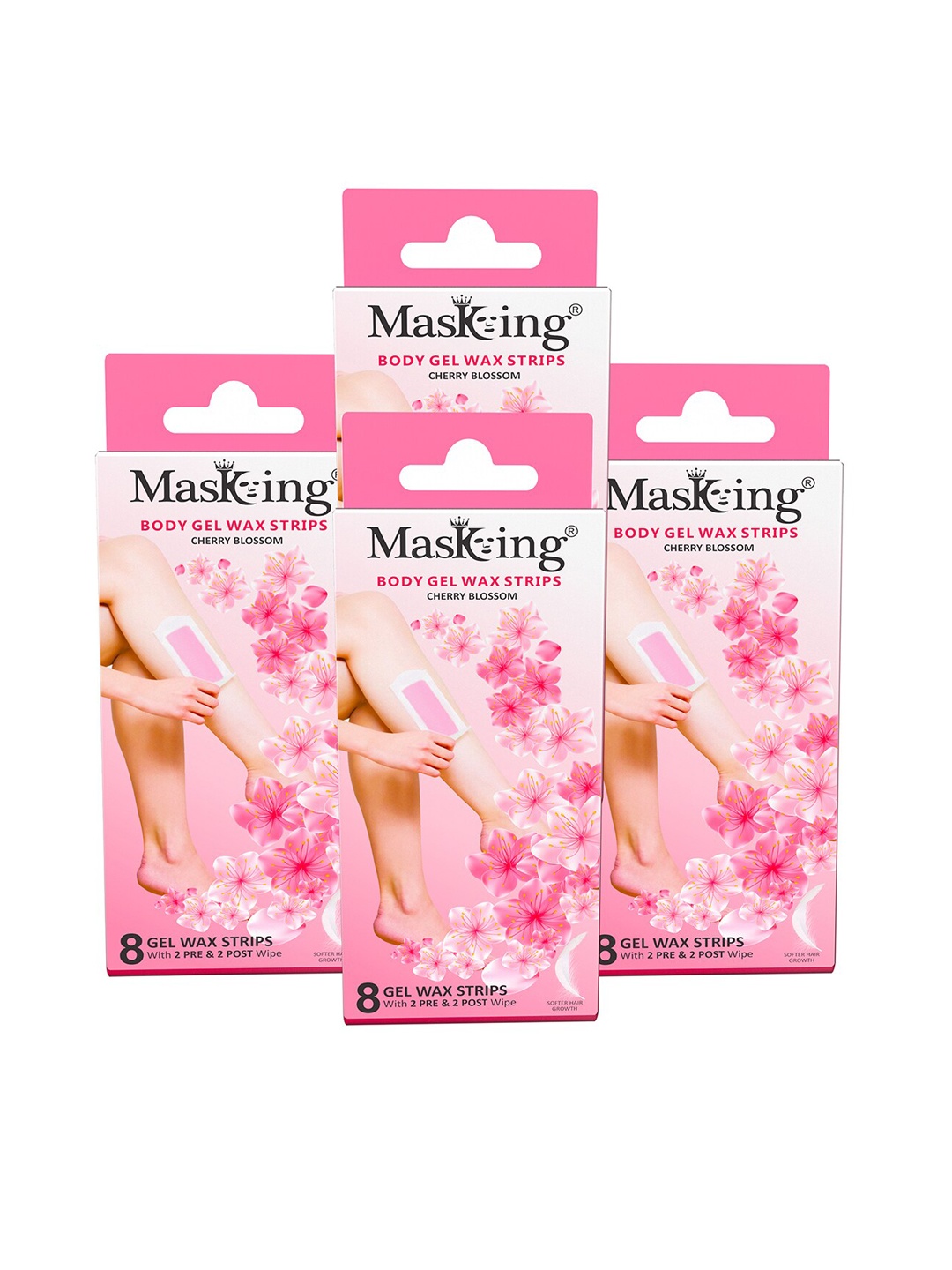 

MasKing Cherry Blossom Body Gel Waxing kit -32 Stripes & 12 Pre-Post Wipes, Pink