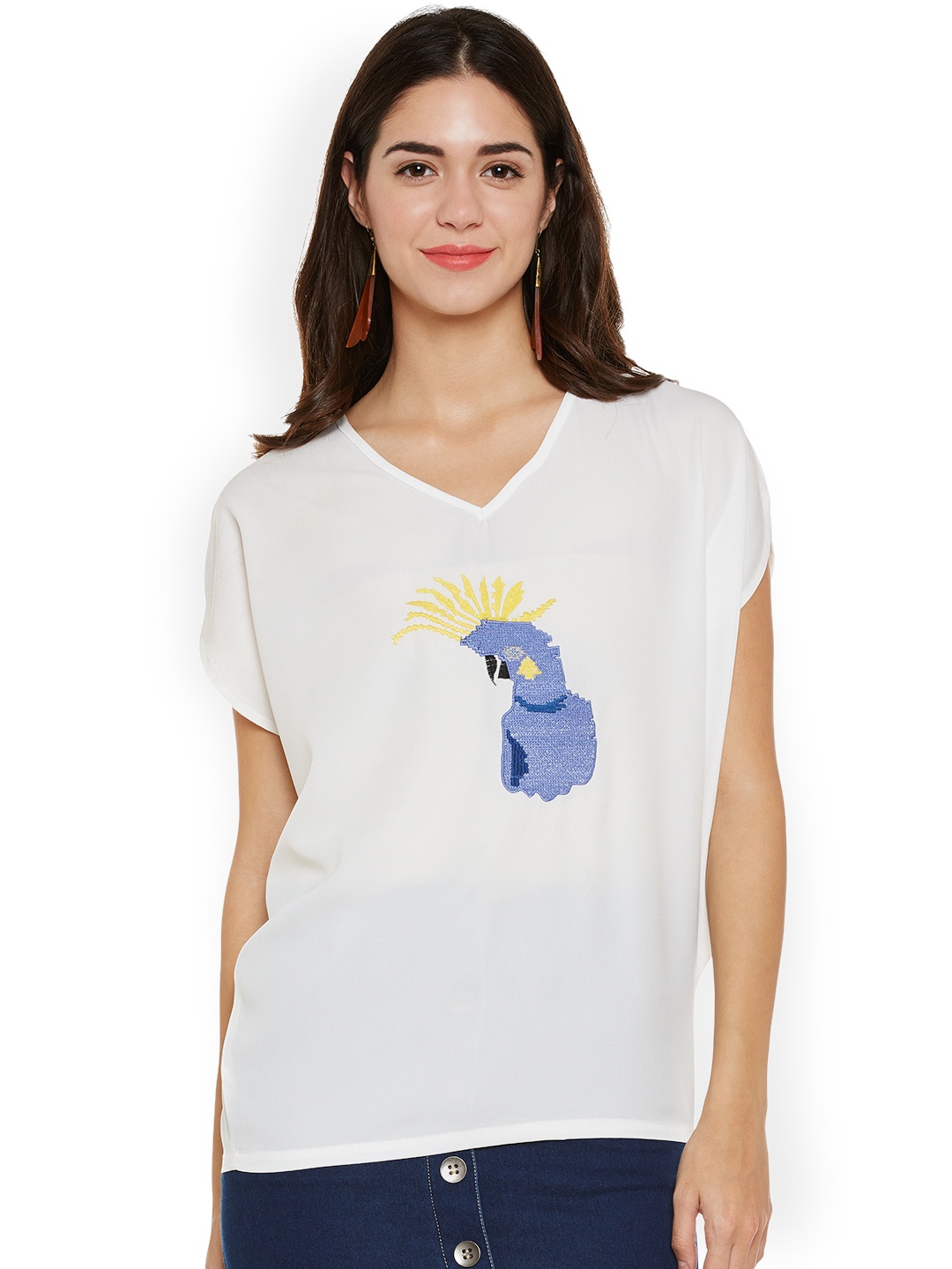 

Oxolloxo Women Off-White Solid Top