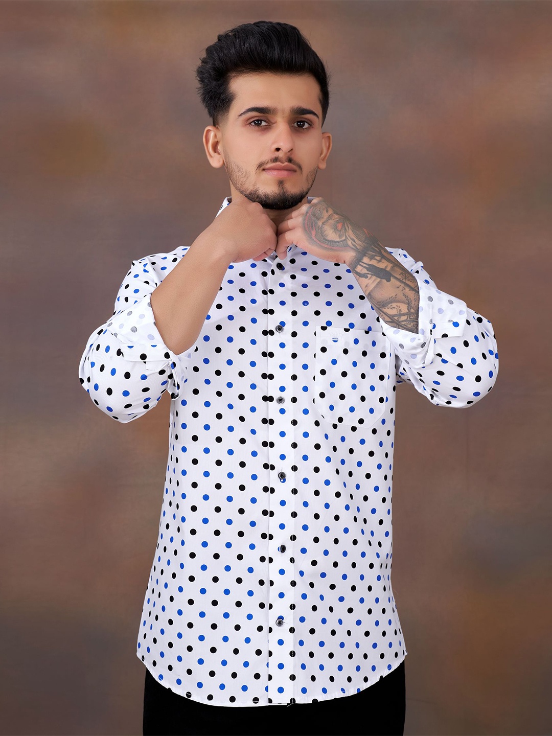 

FRENCH CROWN Men White Standard Printed Casual Shirt