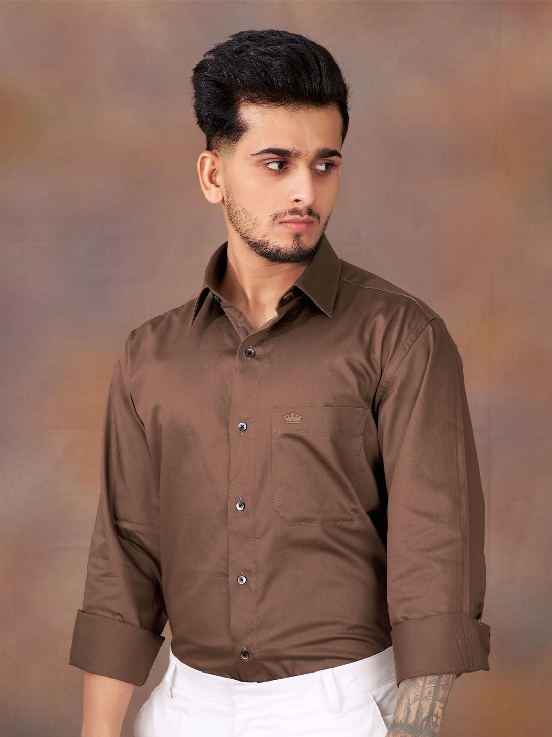

FRENCH CROWN Men Brown Standard Casual Shirt