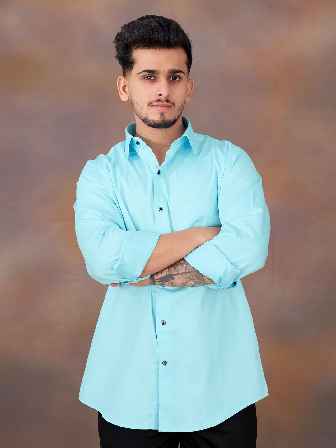 

FRENCH CROWN Cotton Casual Shirt, Blue