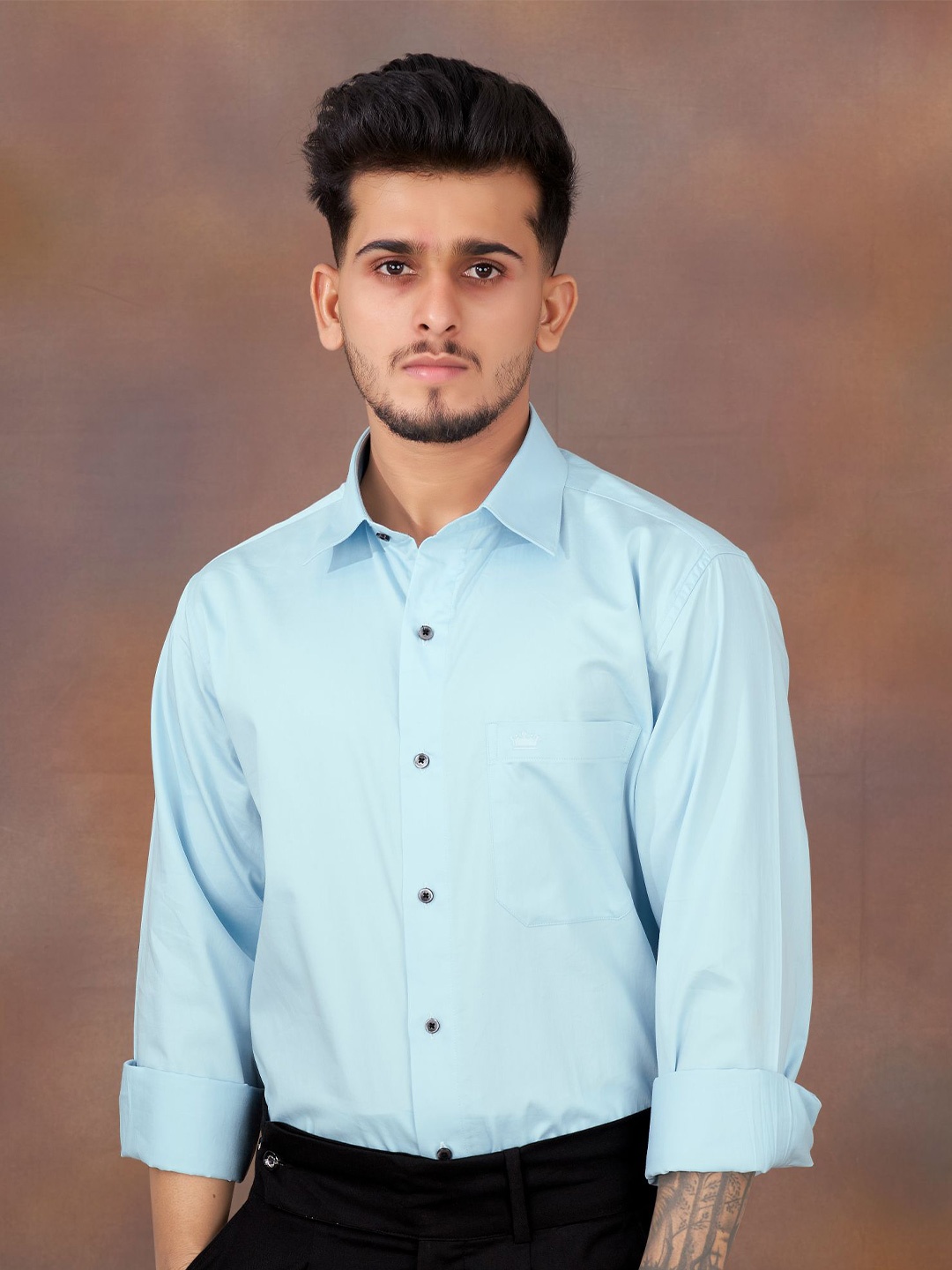 

FRENCH CROWN Cotton Formal Shirt, Blue