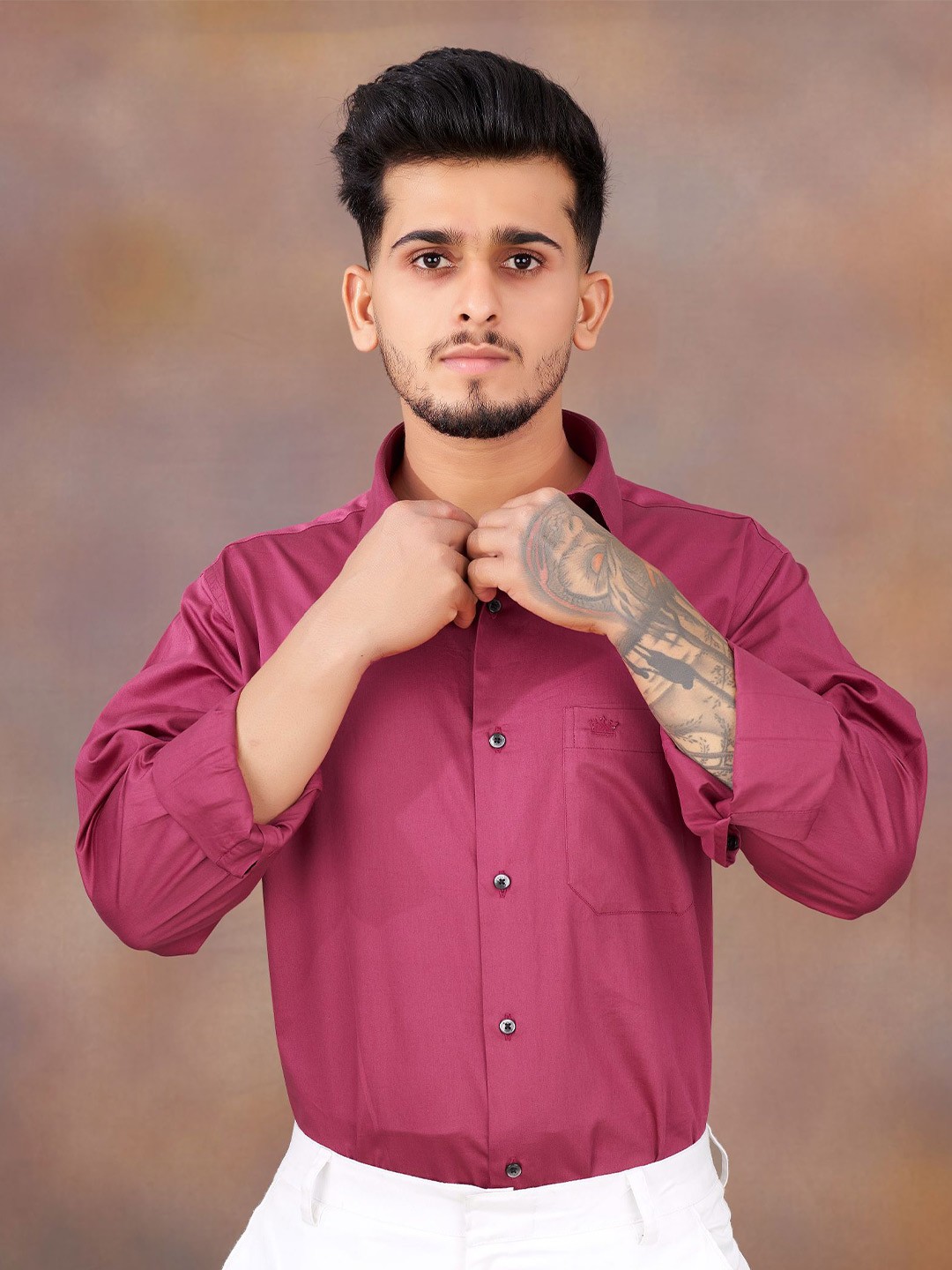

FRENCH CROWN Cotton Formal Shirt, Pink