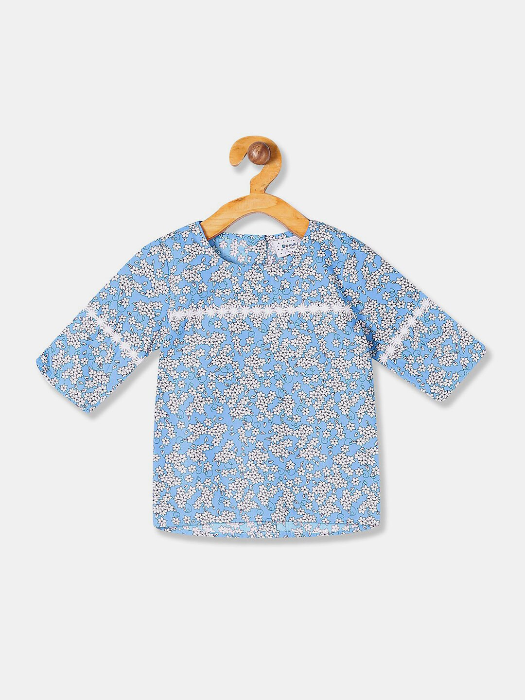 

V-Mart Infants Floral Printed Cotton Embroidered T-shirt, Blue