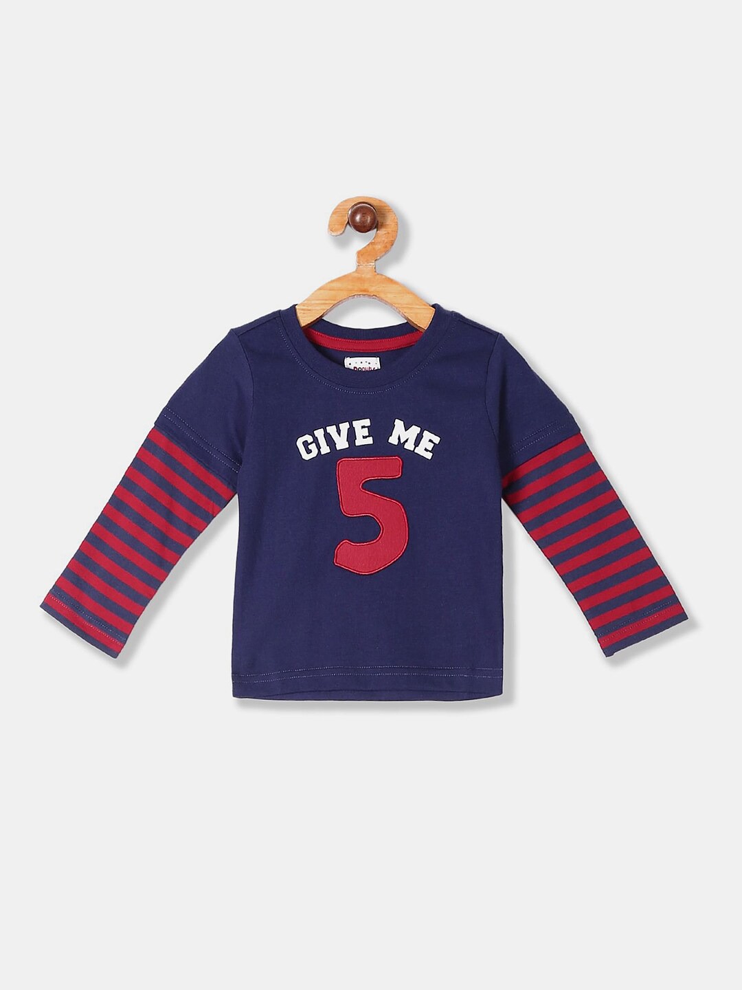 

V-Mart Infant Kids Typography Appliqued Cotton T-shirt, Blue