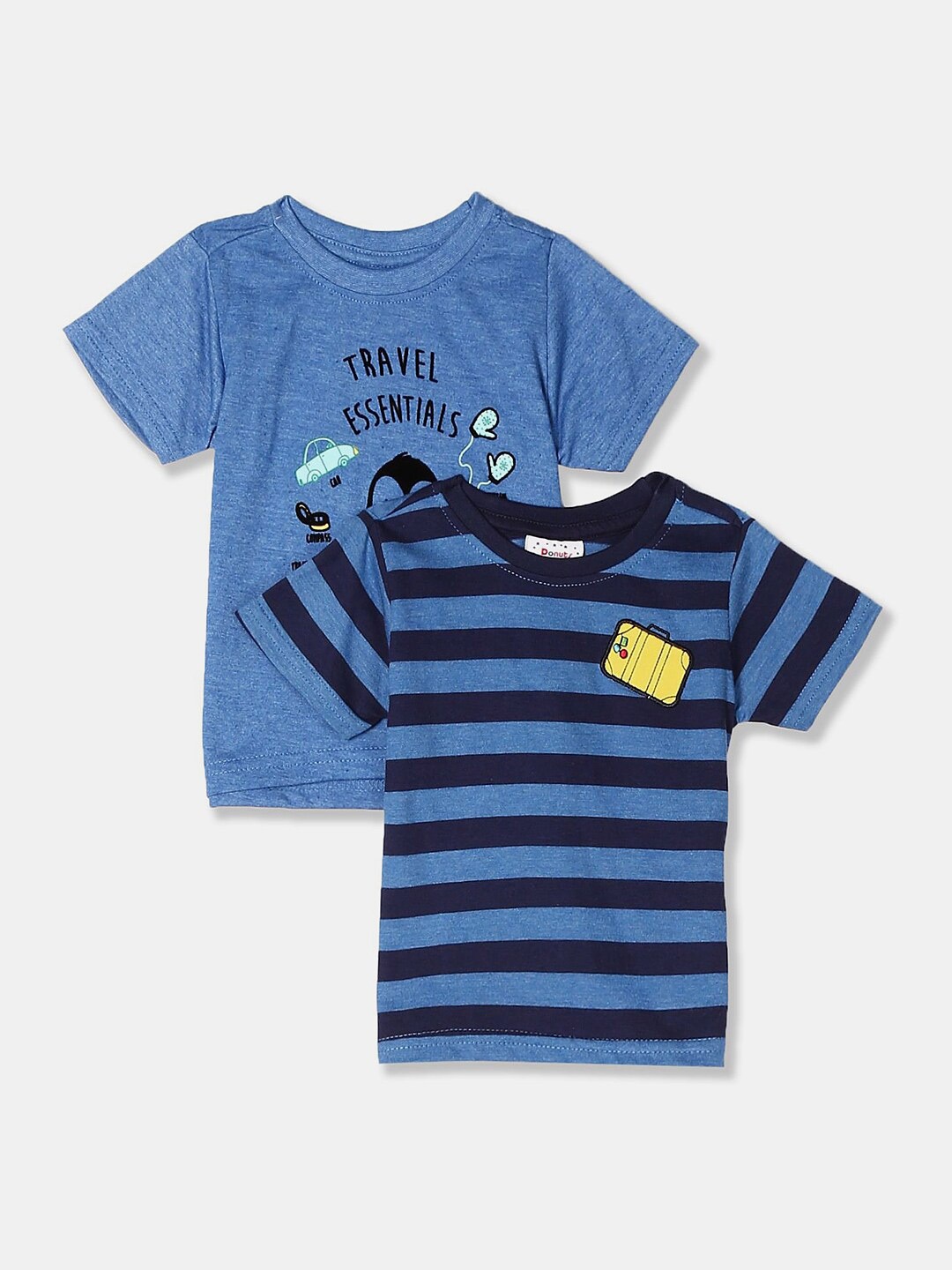 

V-Mart Infants Pack Of 2 Striped Cotton T-shirt, Blue