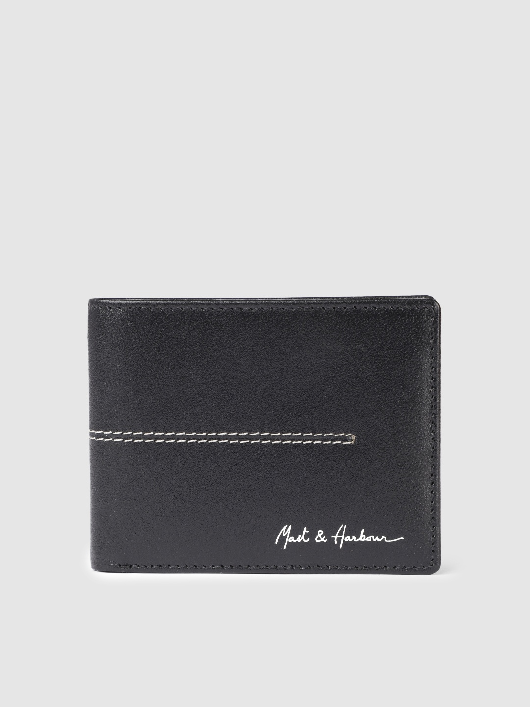 

Mast & Harbour Men Leather Two Fold Wallet, Black