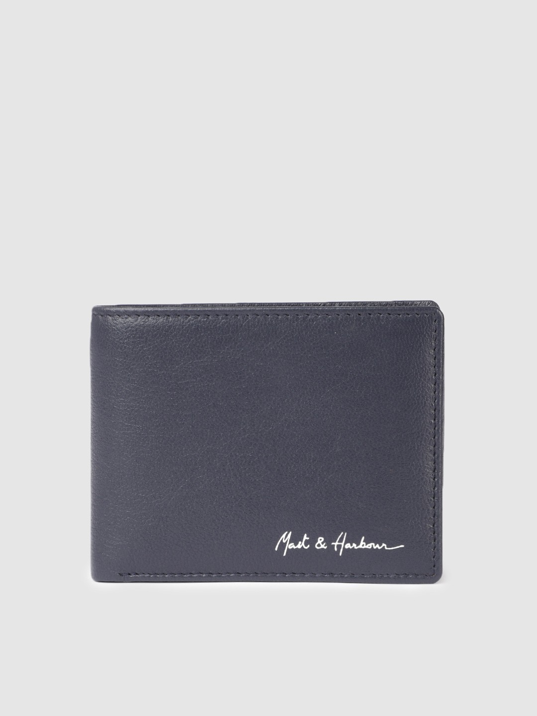 

Mast & Harbour Men Leather Two Fold Wallet, Navy blue