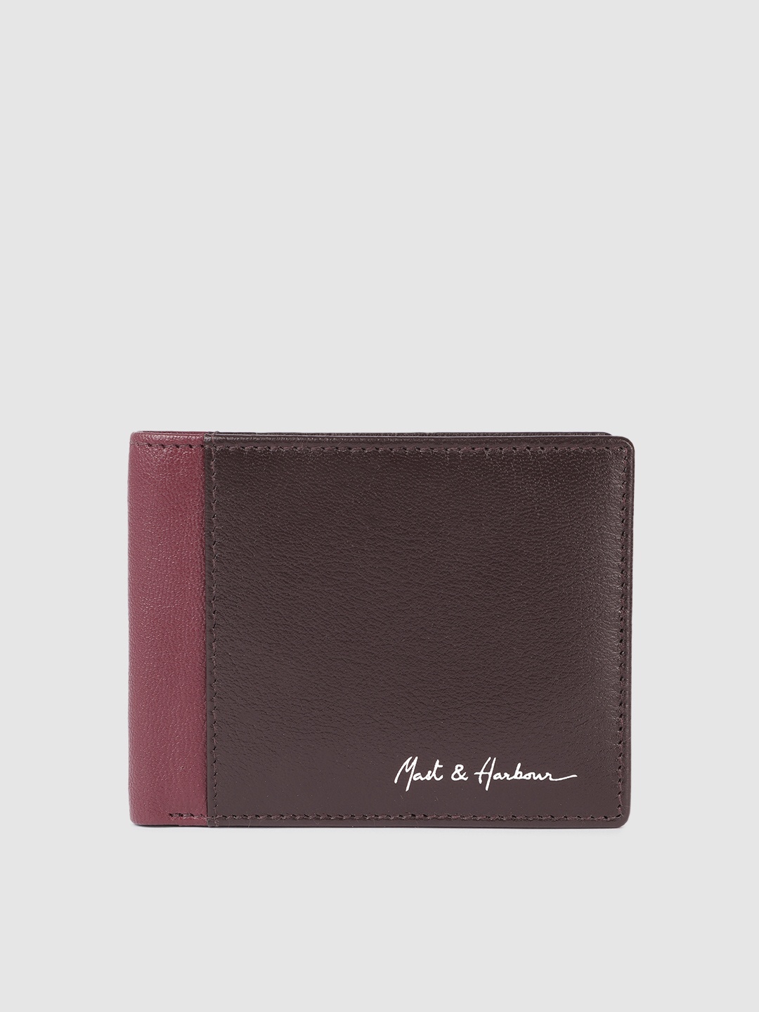 

Mast & Harbour Men Leather Two Fold Wallet, Brown
