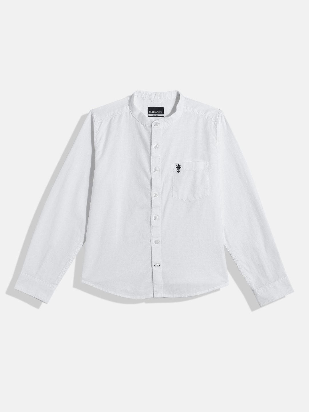 

M&H Juniors Boys Solid Pure Cotton Casual Shirt, White