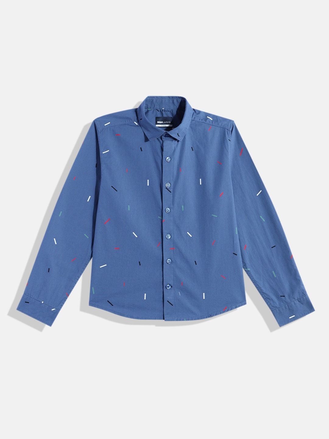

M&H Juniors Boys Conversational Opaque Printed Pure Cotton Casual Shirt, Blue
