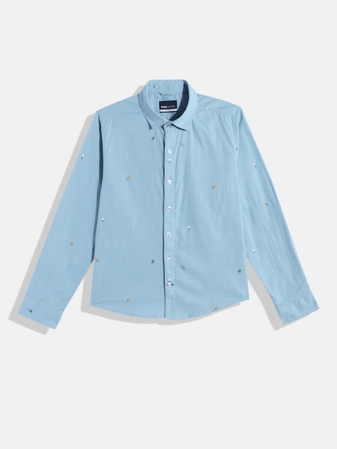 

M&H Juniors Boys Printed Pure Cotton Casual Shirt, Blue