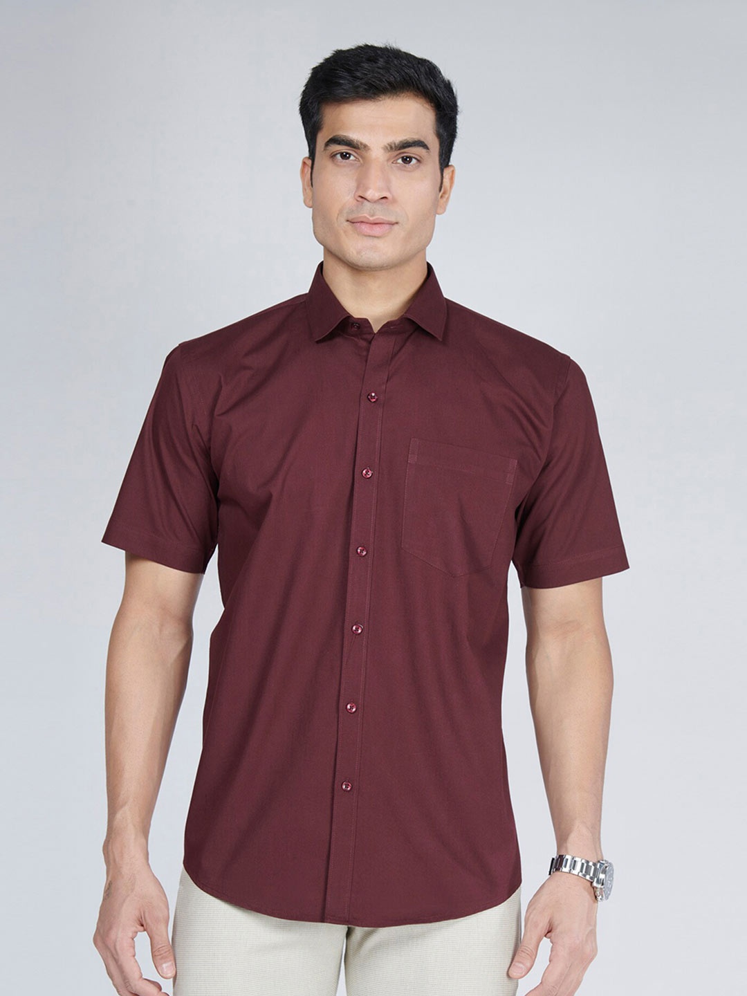 

MARK & ALBERT Slim Fit Casual Cotton Shirt, Maroon