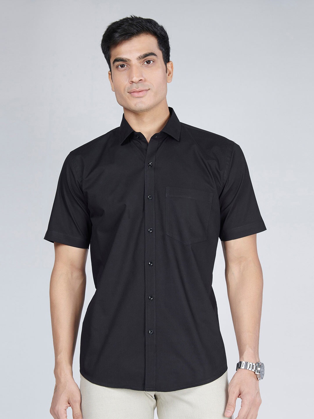 

MARK & ALBERT Slim Fit Printed Casual Cotton Shirt, Black