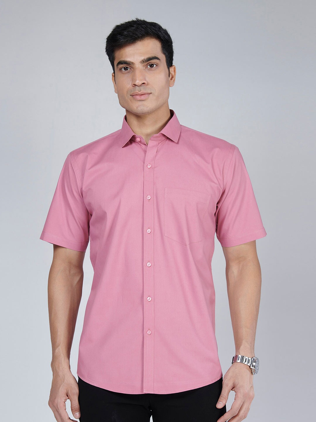 

MARK & ALBERT Spread Collar Slim Fit Cotton Casual Shirt, Pink