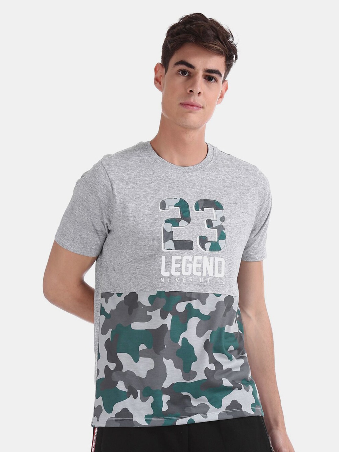 

V-Mart Camouflage Printed Cotton T-shirt, Grey