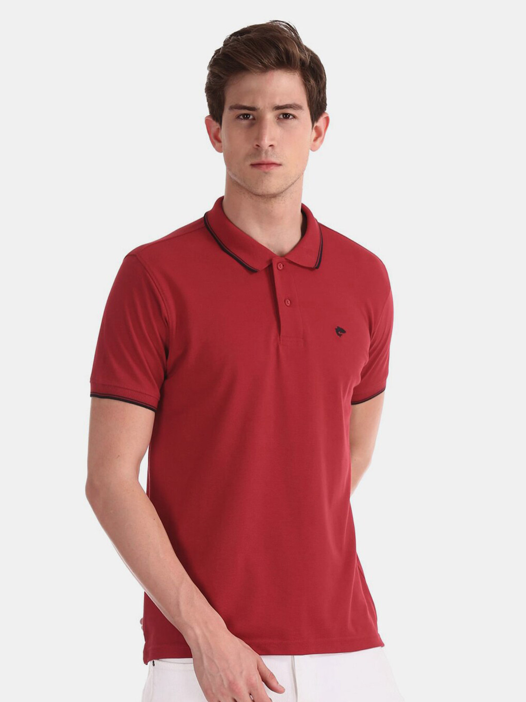 

V-Mart Short Sleeve Polo Collar Cotton T-shirt, Red