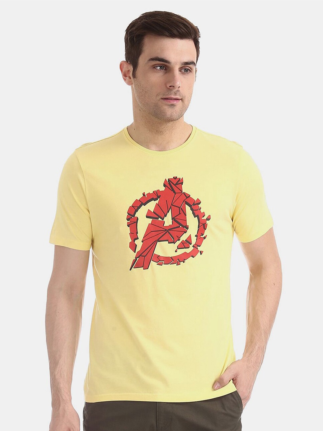 

V-Mart Typography Printed Cotton T-shirt, Yellow