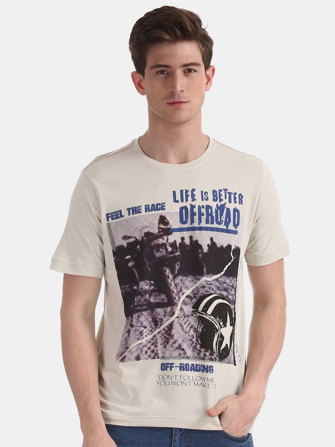 

V-Mart Graphic Printed Cotton T-shirt, Grey