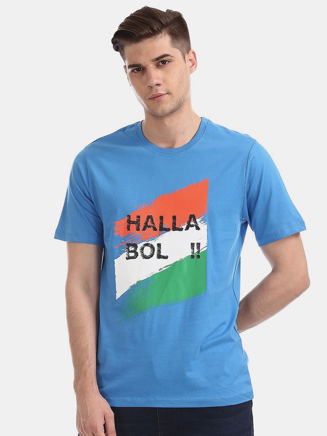 

V-Mart Typography Printed Cotton T-shirt, Blue