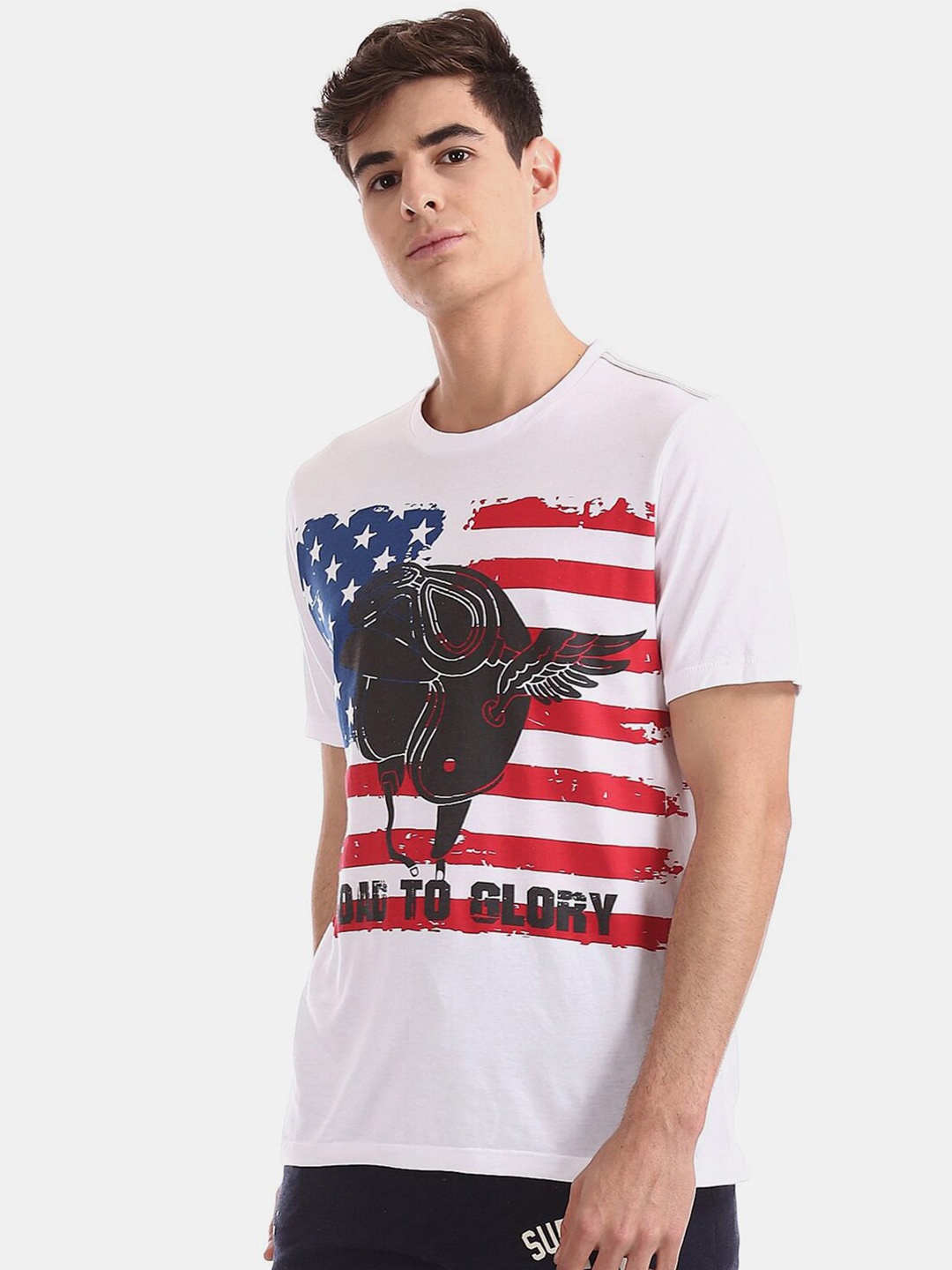 

V-Mart Men Graphic Printed Cotton T-shirt, White