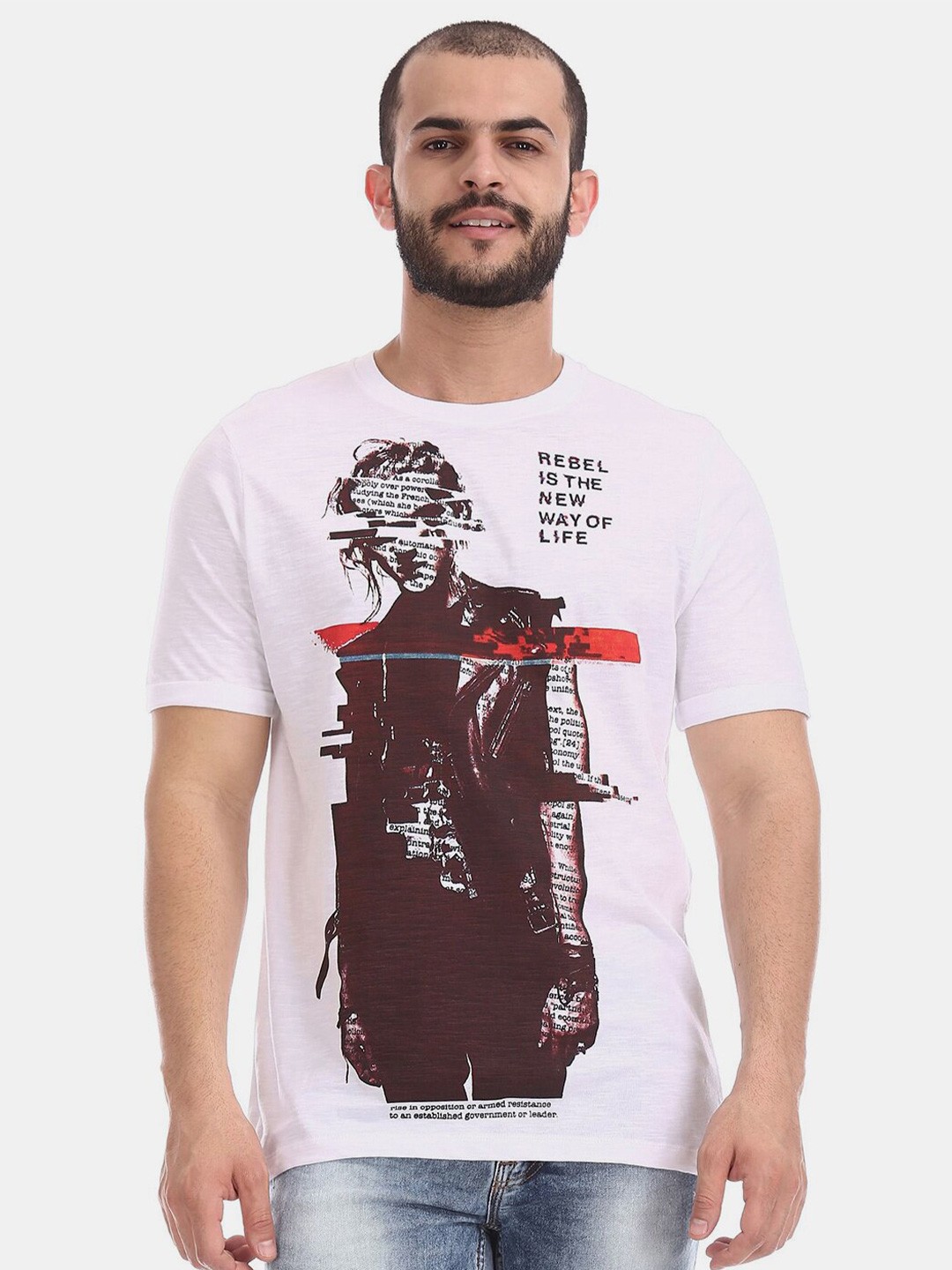 

V-Mart Graphic Printed Cotton T-shirt, White
