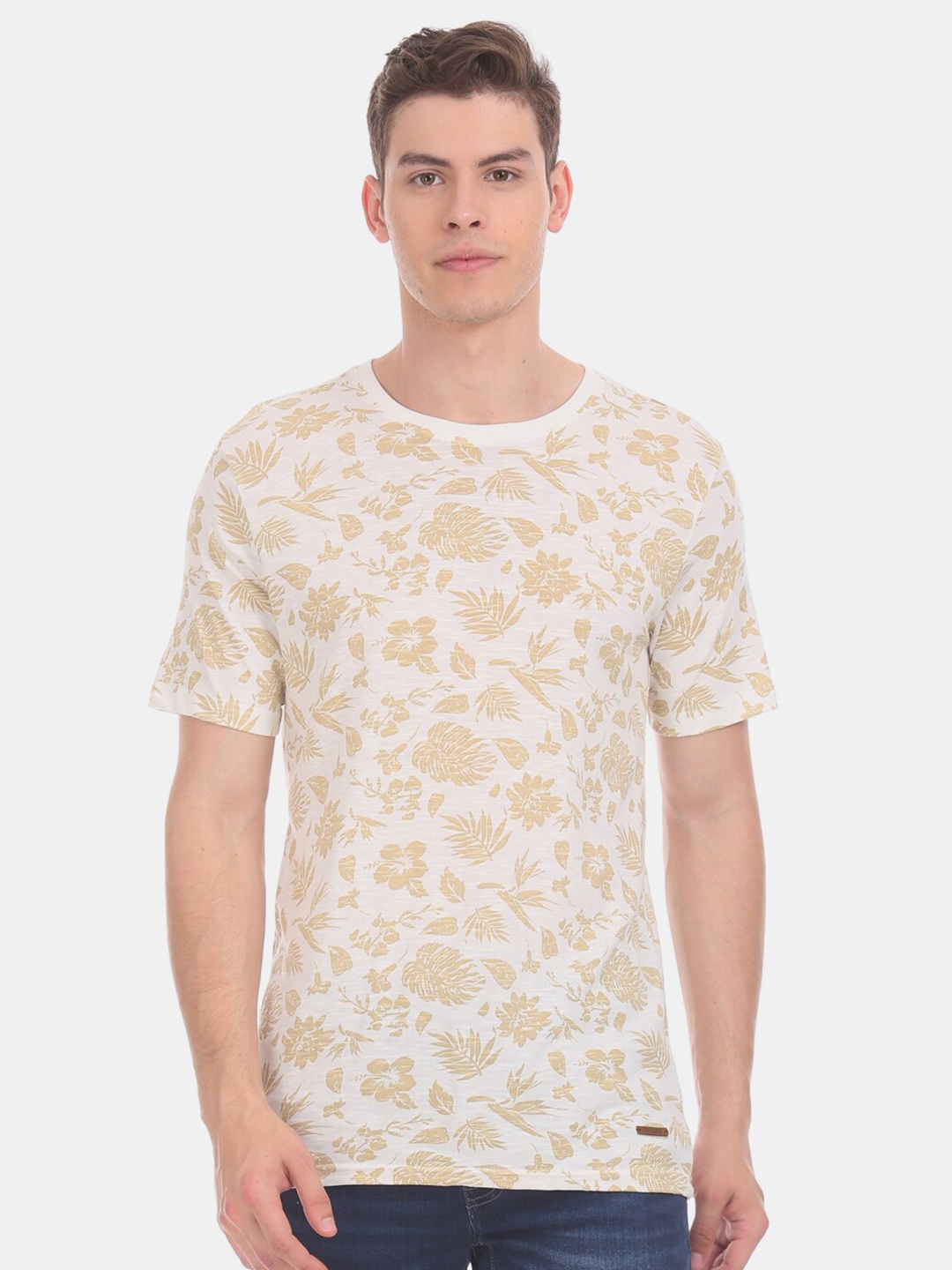 

V-Mart Floral Printed Cotton T-shirt, White