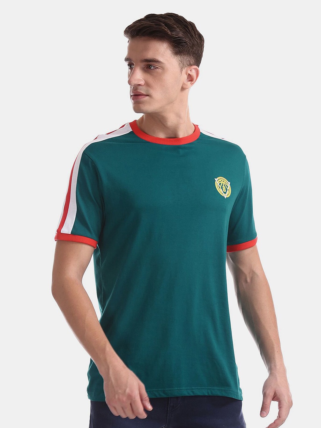 

V-Mart Round Neck Short Sleeve Cotton T-shirt, Green