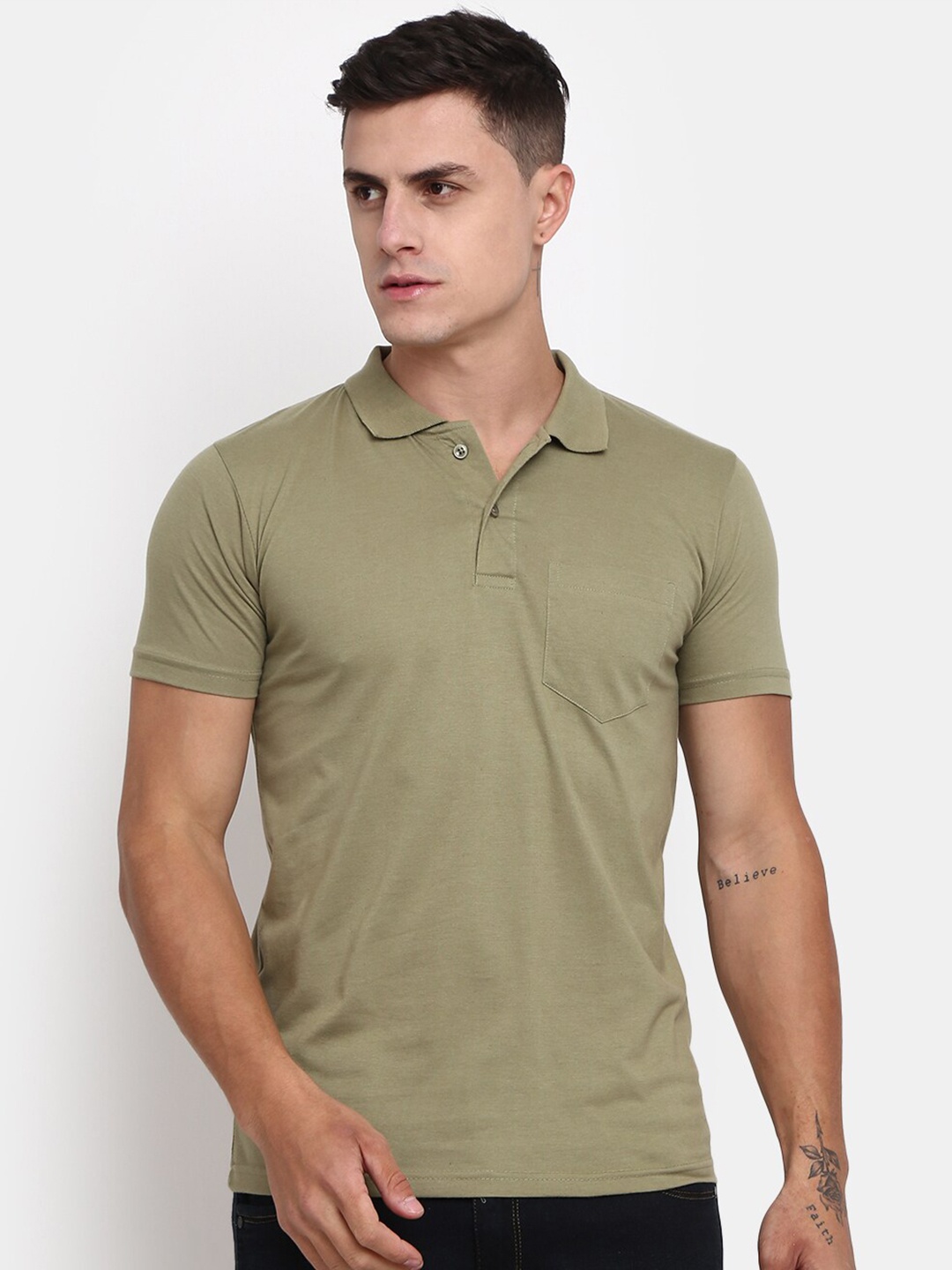 

V-Mart Polo Collar Cotton T-shirt, Green