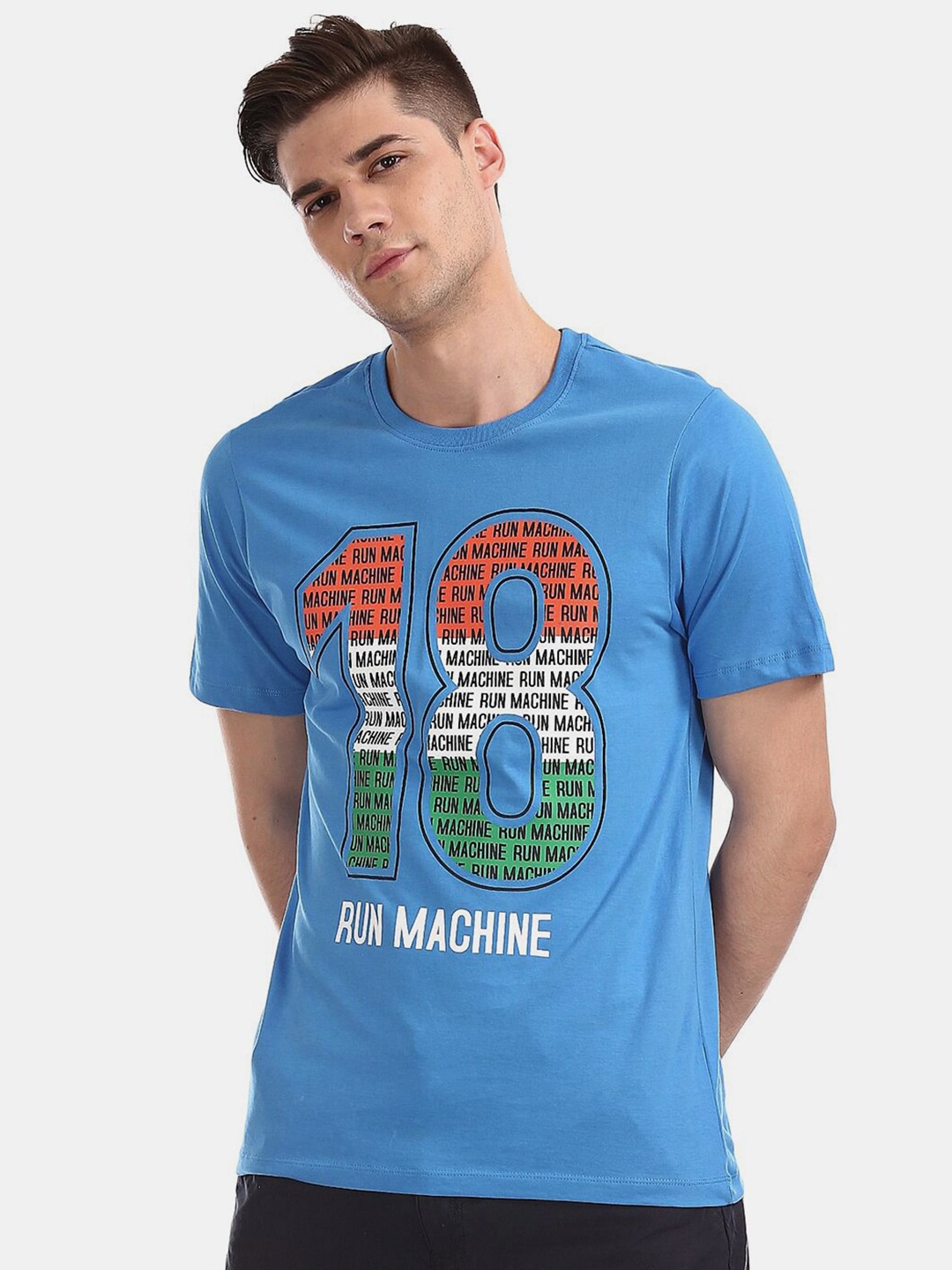 

V-Mart Typography Printed Cotton T-shirt, Blue