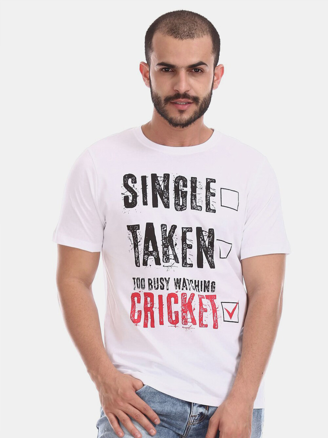

V-Mart Typography Printed Cotton T-shirt, White