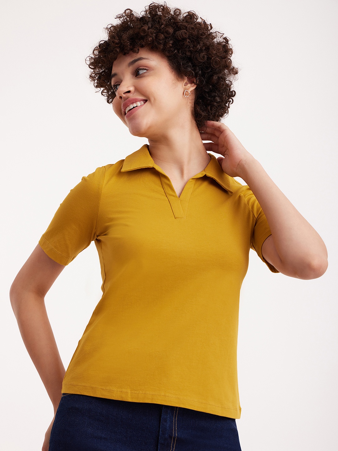

FableStreet Polo Collar T-shirt, Mustard
