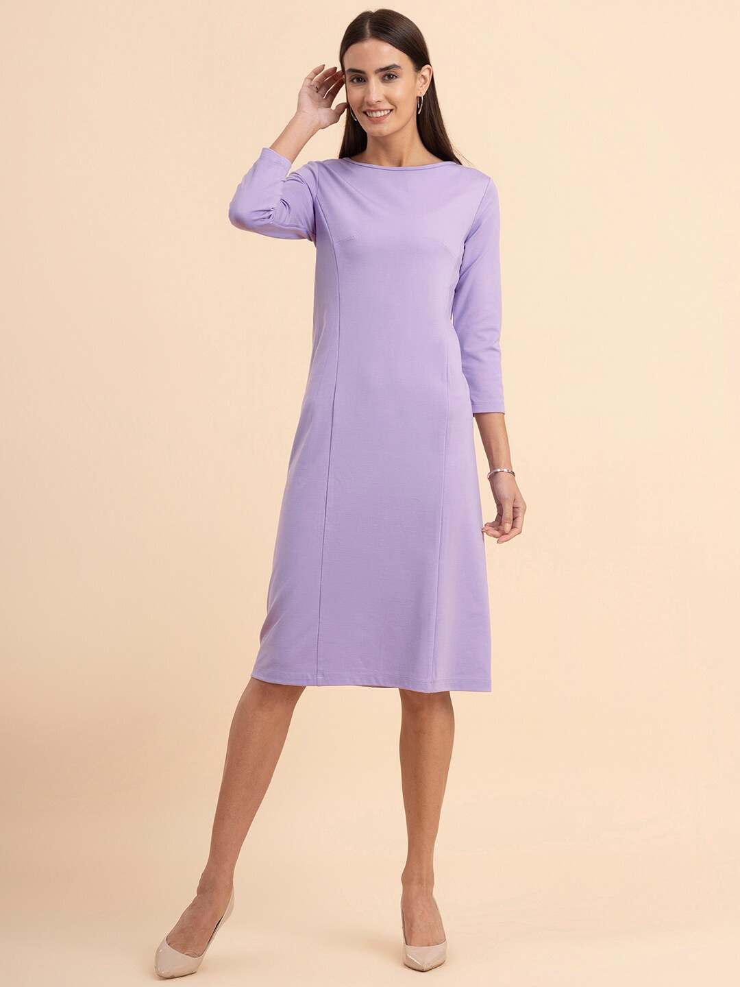 

FableStreet Sleeveless Boat Neck A-Line Dress, Lavender