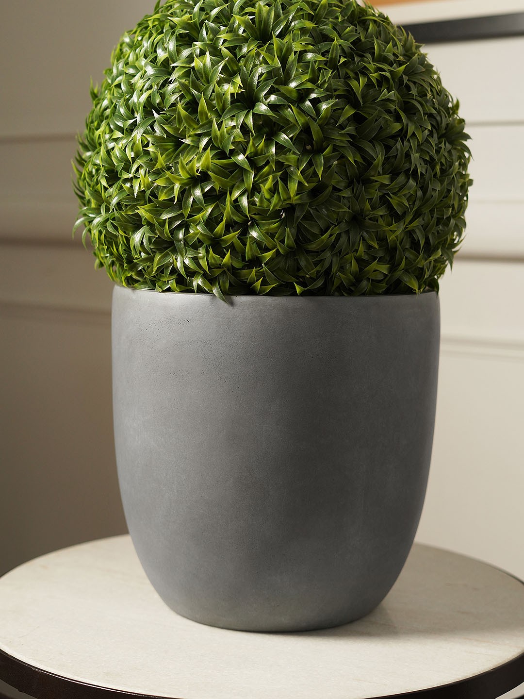 

Pure Home and Living Grey Round Polyfibre Clay Pot
