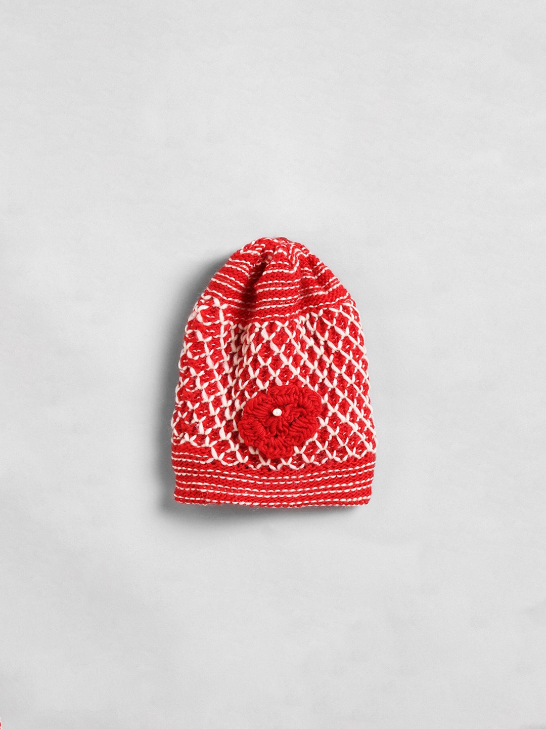

EL REGALO Women Self Design Acrylic Beanie, Red
