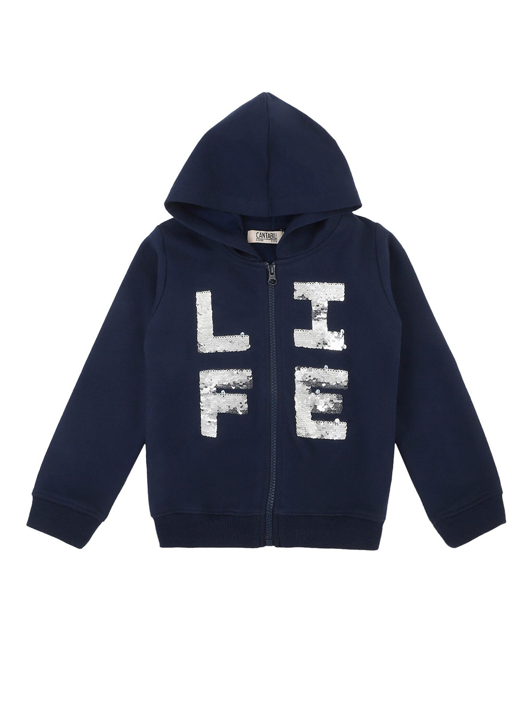 

Cantabil Girls Printed Hooded Sweatshirt, Blue