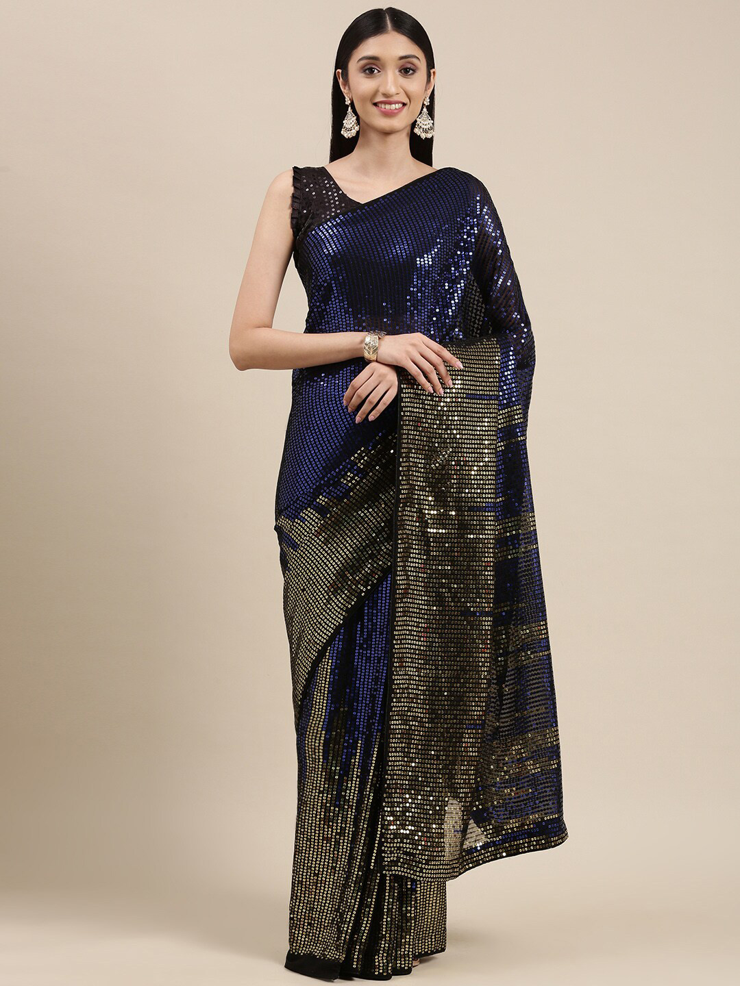 

VAIRAGEE Embellished Sequinned Saree, Blue