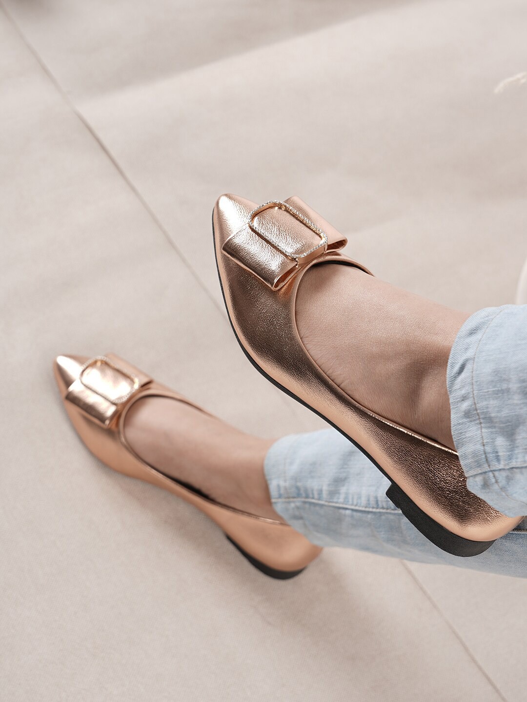 

DressBerry Women Ballerinas With Bow, Rose gold