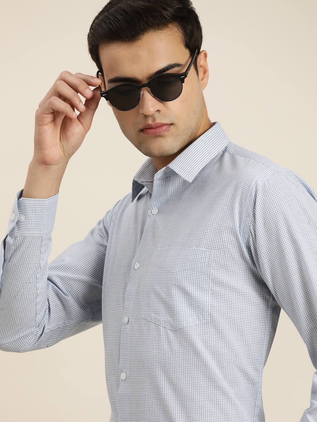 

Hancock Checked Pure Cotton Slim Fit Formal Shirt, White