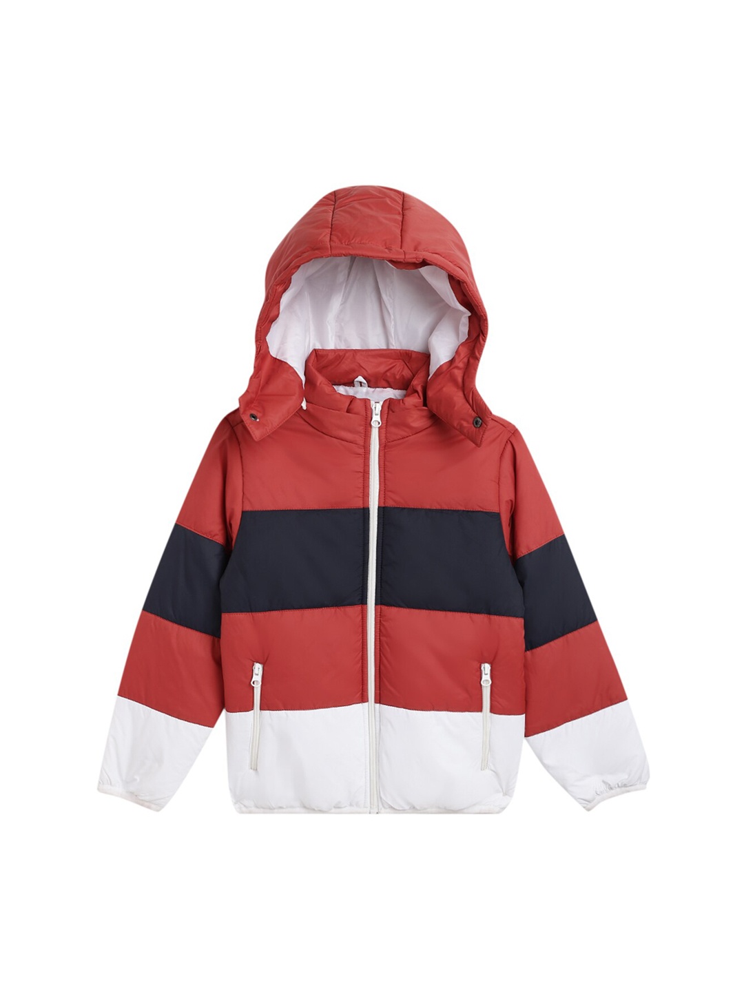 

Cantabil Boys Colourblocked Lightweight Hooded Padded Jacket, Orange