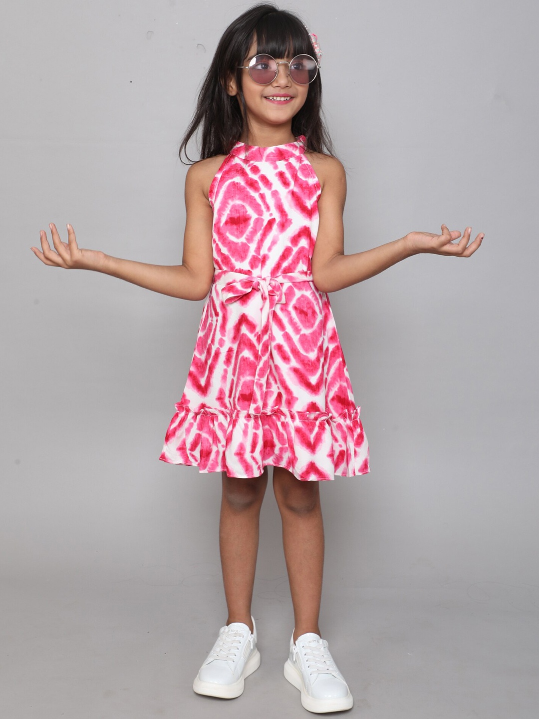 

taffykids Girls Halter Neck Tie & Dyed Dress, Pink