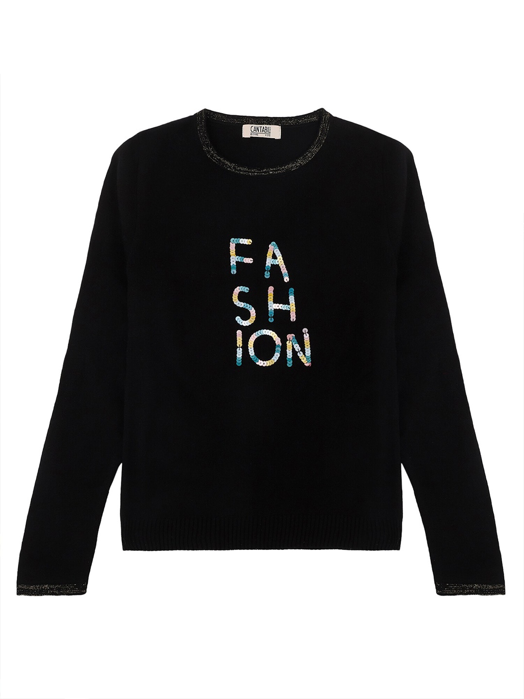 

Cantabil Girls Typography Embellished Acrylic Pullover, Black