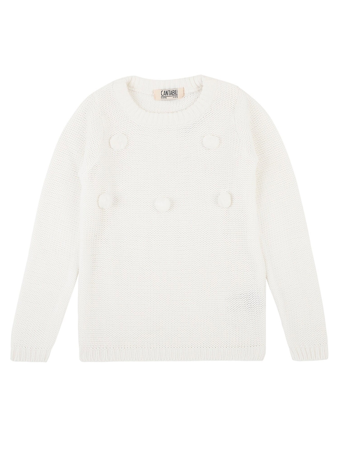 

Cantabil Girls White Cable Knit Pullover