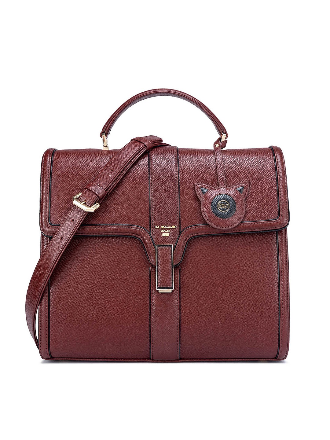 

Da Milano Leather Structured Satchel, Maroon