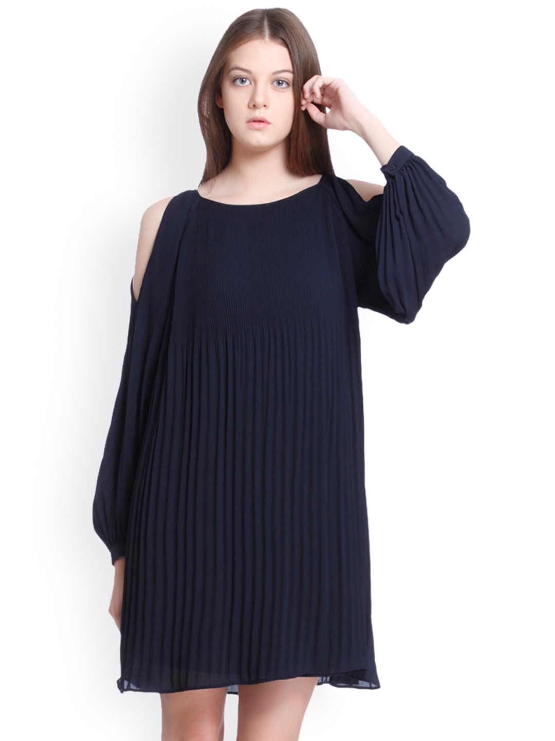 

Vero Moda Women Navy Blue Solid A-Line Dress